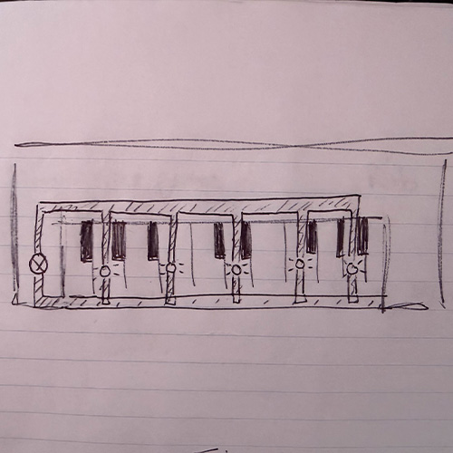 I was inspired by my piano so I sketched out a diagram of how I might add some lights onto my favourite notes!