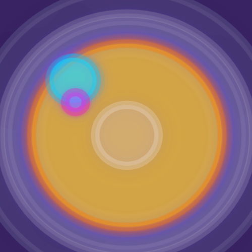 Here's when I started making my own iterations. Had two circles as the x and y sliders but they all pulsed to the audio. Played around with colours and opacity again.