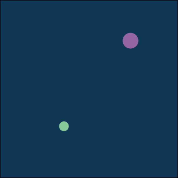 The first tutorial for the activity. Here I played around with using the arrow keys to move the circles. I added a circle moving the opposite direction.